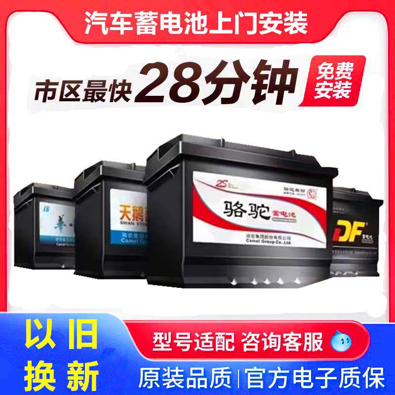 骆驼天鹅蓄电池55D23L适配丰田花冠哈弗h6现代朗动汽车电瓶12V60A