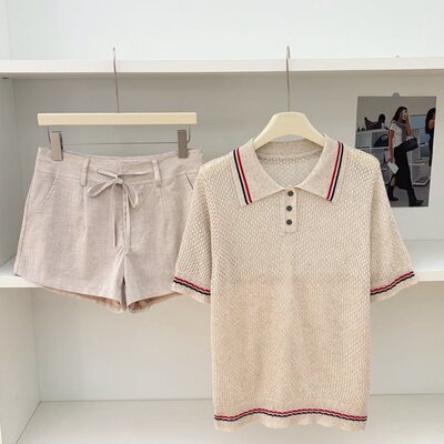 Jnnlh Studio松弛自洽亚麻+莱赛尔 原麻凉感阔腿休闲高腰短裤