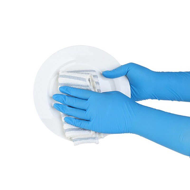 一次性手套加长款耐磨家用丁腈食品餐饮橡胶乳胶劳保防水加厚手套