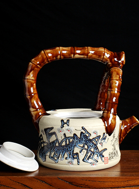 创意茶壶禅意摆件景德镇陶瓷器仿古中式客厅博古架酒柜装饰工艺品