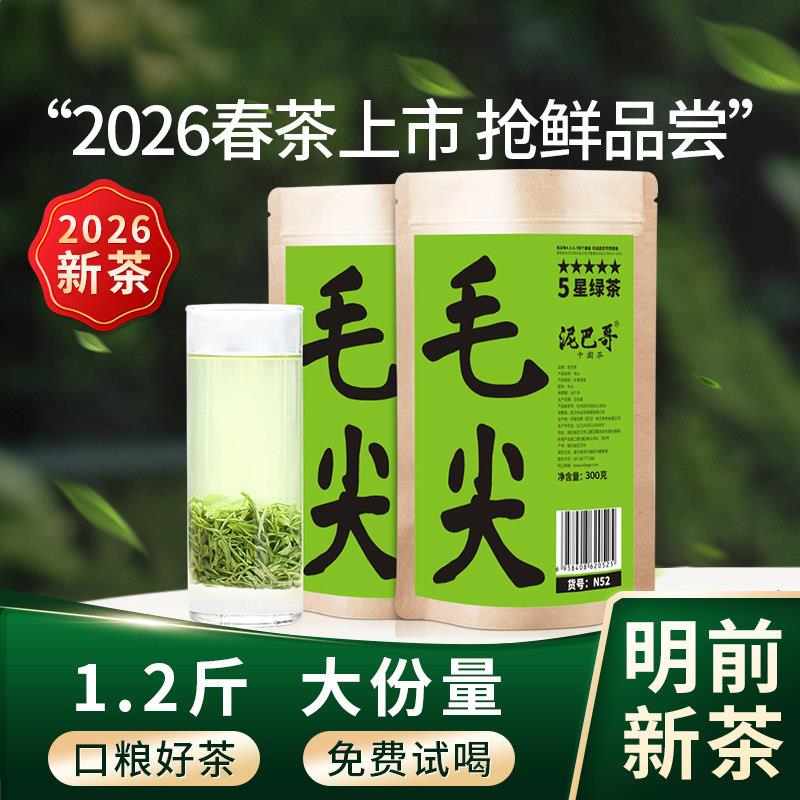 2026新茶明前毛尖绿茶炒青茶叶浓香散装春茶600g自己喝正品泥巴哥