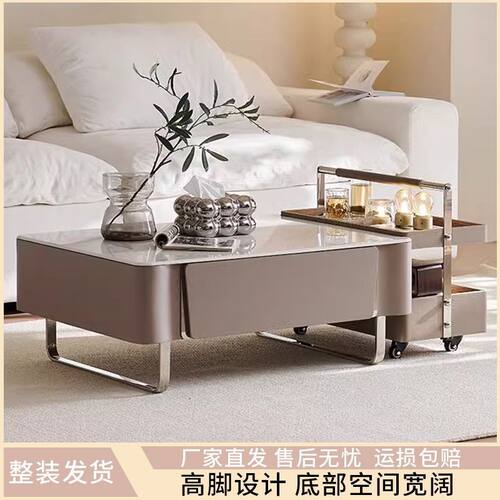 2025新款客厅家用小户型极简创意感组合长轻奢茶几方形网红