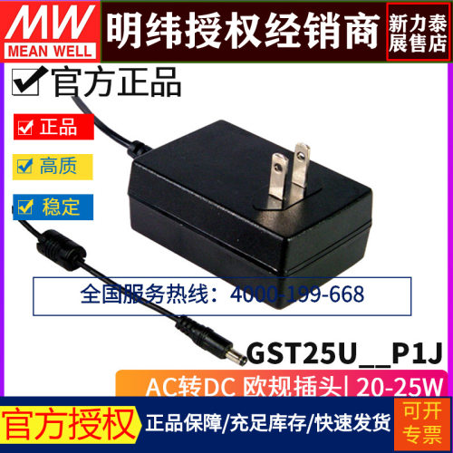 台湾明纬电源GST25U05/07/09/12/15/18/24/28/48-P1J工业级适配器