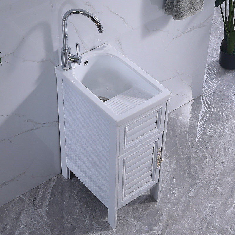 太空铝洗衣柜陶瓷洗衣盆带搓板阳台小尺寸超深水池室外落地柜水槽