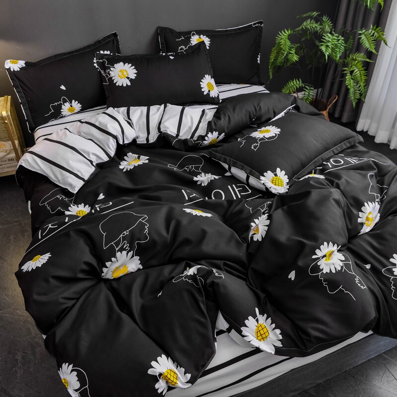 蓝色星空简约四件套床上用品单双人男生单人被套宿舍1.2m三件套