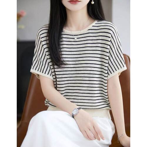 丽丽家夏季短袖显瘦圆领