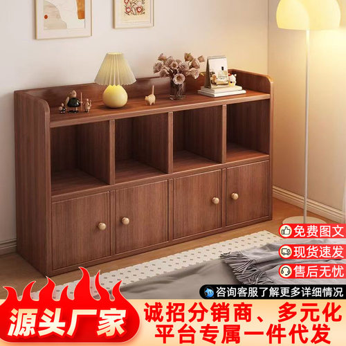 置物架实木家用落地书架客厅多功能自由组合置物架卧室收纳矮柜子