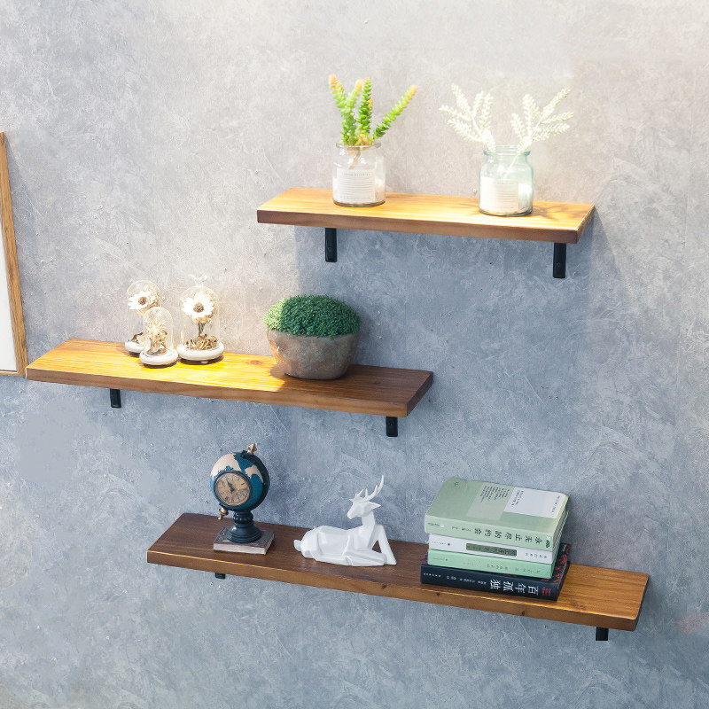 墙上置物架实木一字隔板复古壁挂客厅搁物装饰书架酒架厨房收纳架