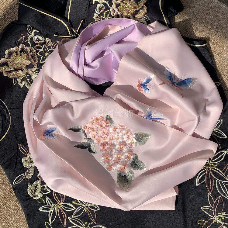 苏州刺绣绣花真丝围巾蚕丝披肩苏绣丝巾38妇女节礼品送妈妈