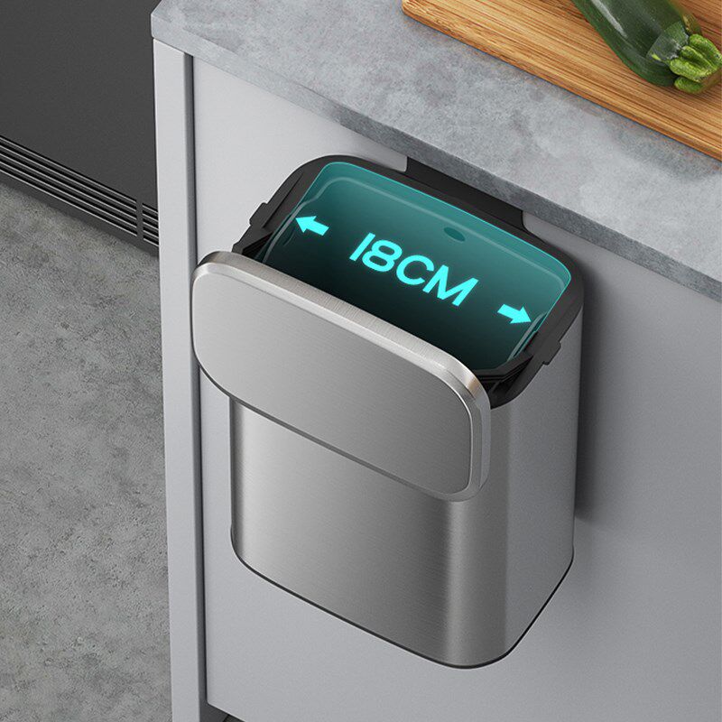 厨房垃圾桶壁挂式家用不锈钢收纳桶桌面带盖小号厕所卫生间防水