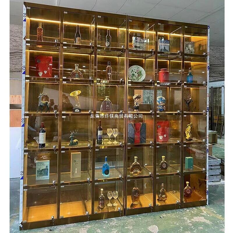欧式带灯钢板柜珠宝柜展柜多功能嵌入式墙酒柜厂家金属简约现代