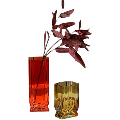 北欧矩形玻璃花瓶摆件轻奢样板房水培餐桌装饰品