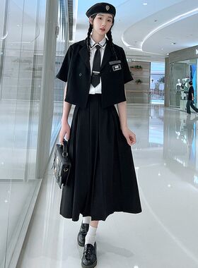 情侣装夏季衬衫裙子套装高中生高三毕业照学院风初中生成人礼班服