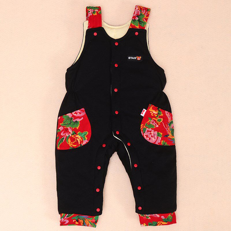 宝宝背带棉裤纯棉花冬季加厚婴儿手工保暖冬季背带裤闭裆男童女童