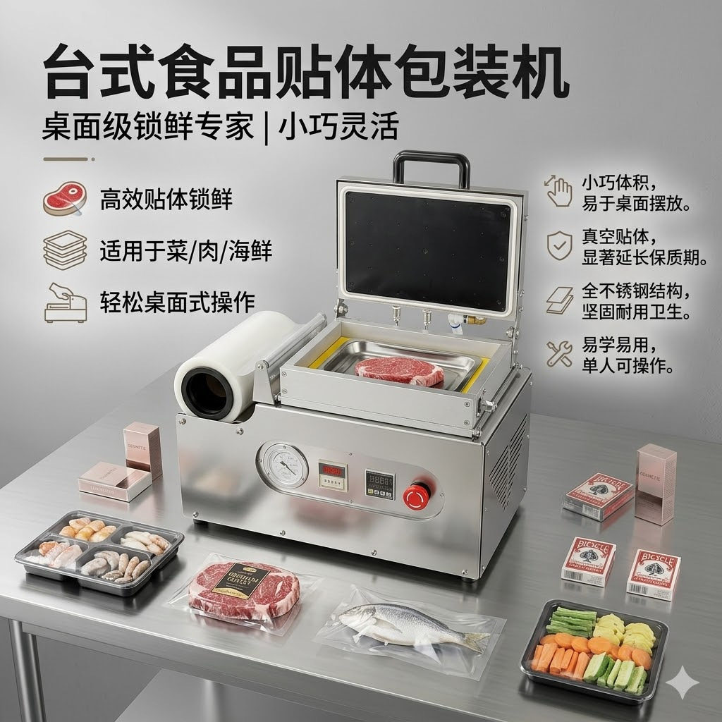 真空食品贴体包装机 蔬菜生鲜熟食保鲜机 牛肉包装保鲜贴体包装机