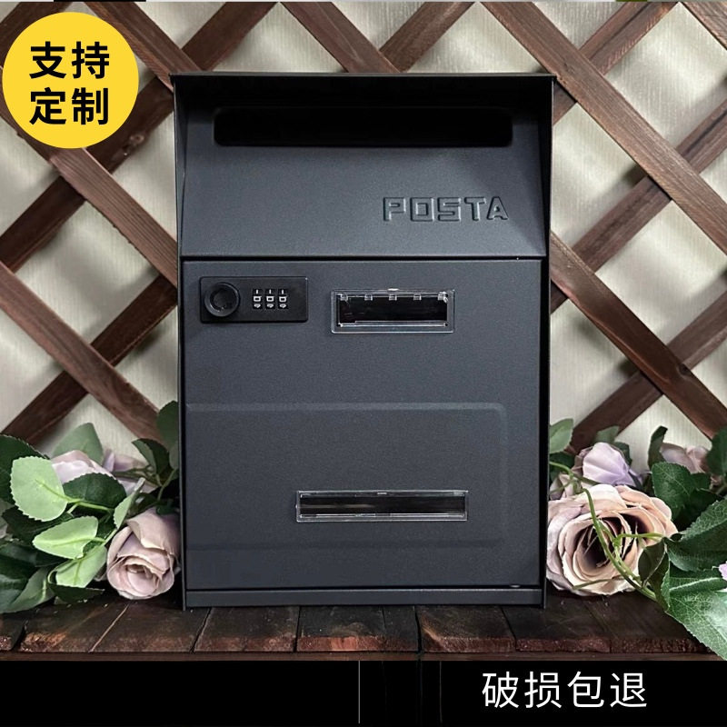 优质密码锁信箱装饰美式港式邮箱别墅信报箱室外防雨水意见箱铝ZY图片