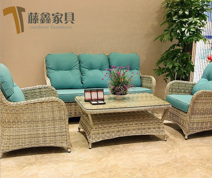 户外欧式藤编沙发组合花园酒店露台客厅庭院阳台休闲藤沙发