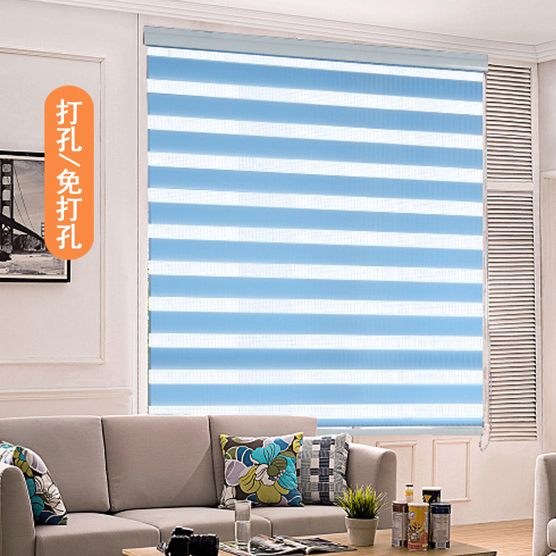 卷帘韩式柔纱帘加厚双层办公室百叶窗帘卧室厨房阳台免打孔遮光帘