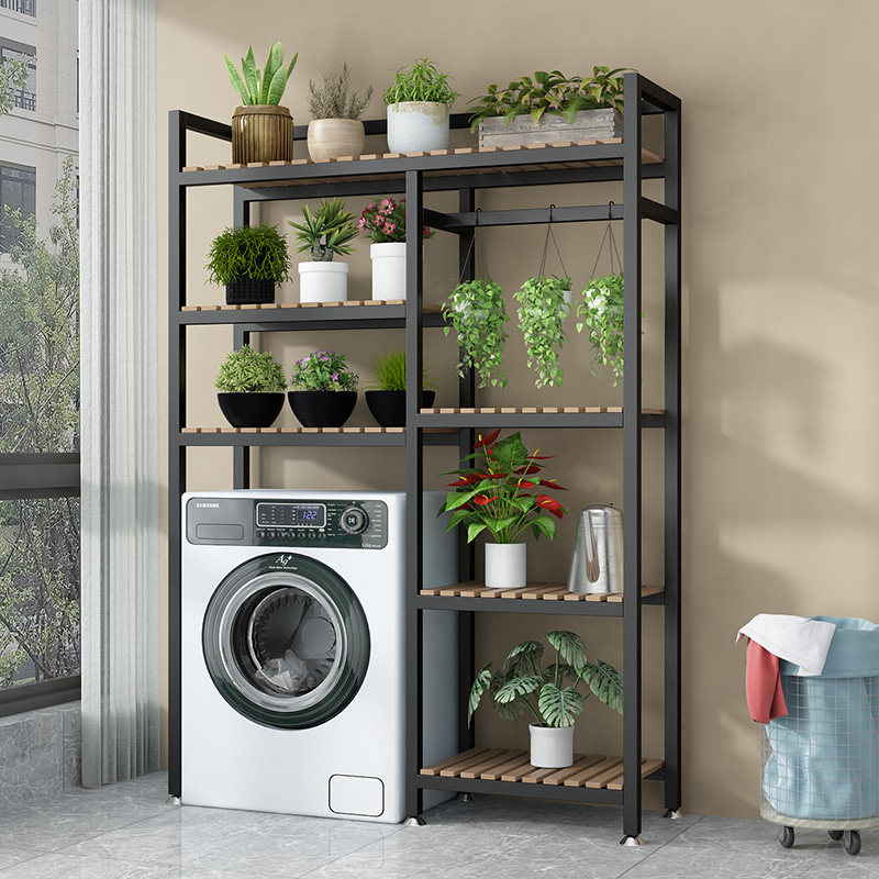 洗衣机置物架落地阳台储物架卫生间多层收纳架滚筒上方架子翻盖