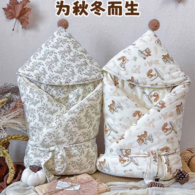 包被婴儿初生纯棉a类秋冬加厚可拆棉花内胆产房抱被新生儿防惊跳