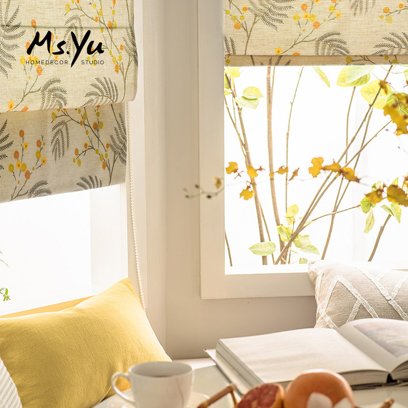 花型罗马帘升降布帘2021年新款定做 书房卧室轨道拉珠窗帘 喻小姐