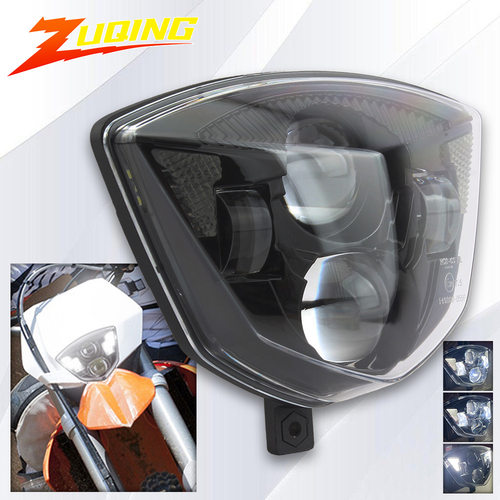 GAS双圆凸镜LED大灯 摩托车EC 250 250F 300F EX 300越野摩托灯芯