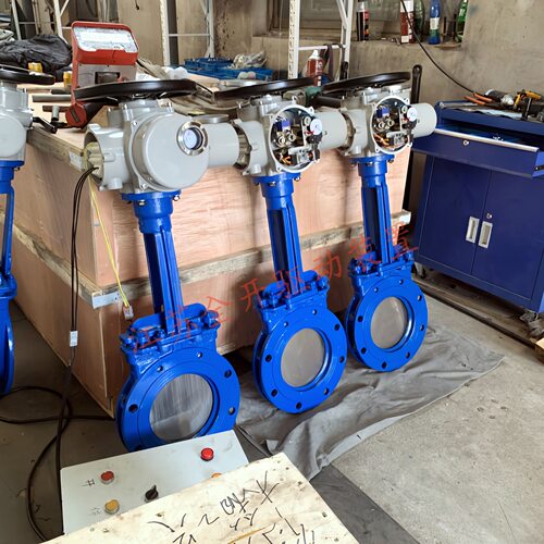 软密封密封电动刀型闸阀PZ973X-10P DN300加长杆明杆刀闸阀