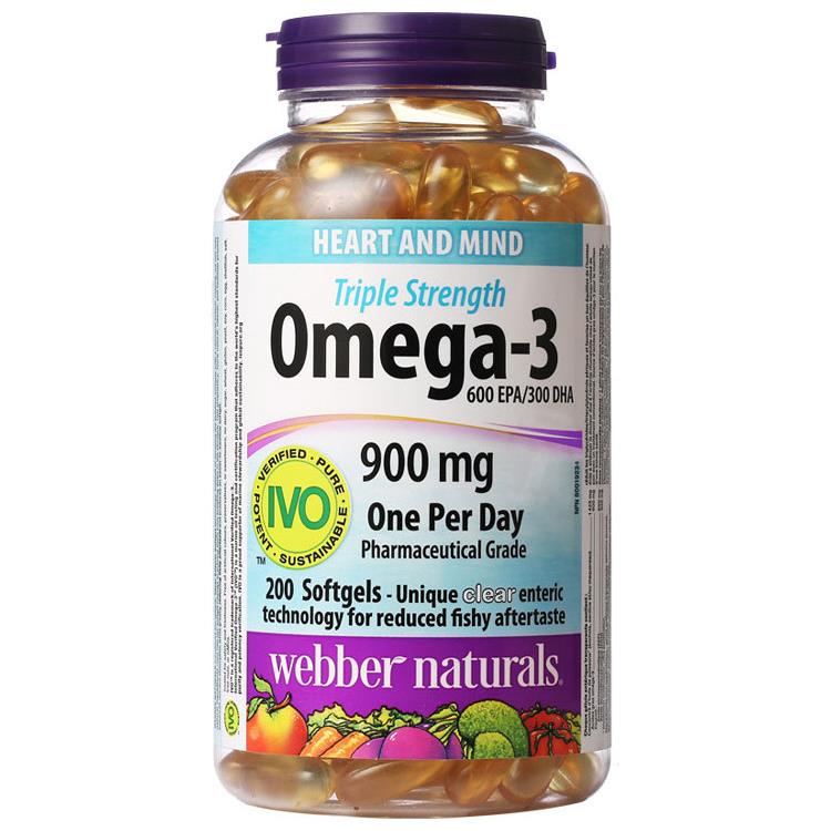 加拿大WebberNaturals伟博高浓度深海鱼油Omega3成人DHA鱼油200粒