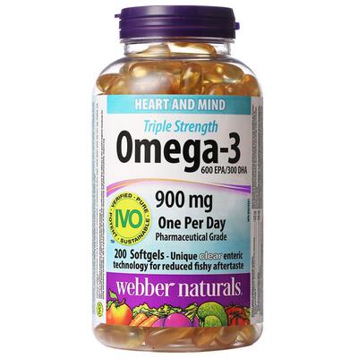 加拿大WebberNaturals伟博高浓度深海鱼油Omega3成人DHA鱼油200粒