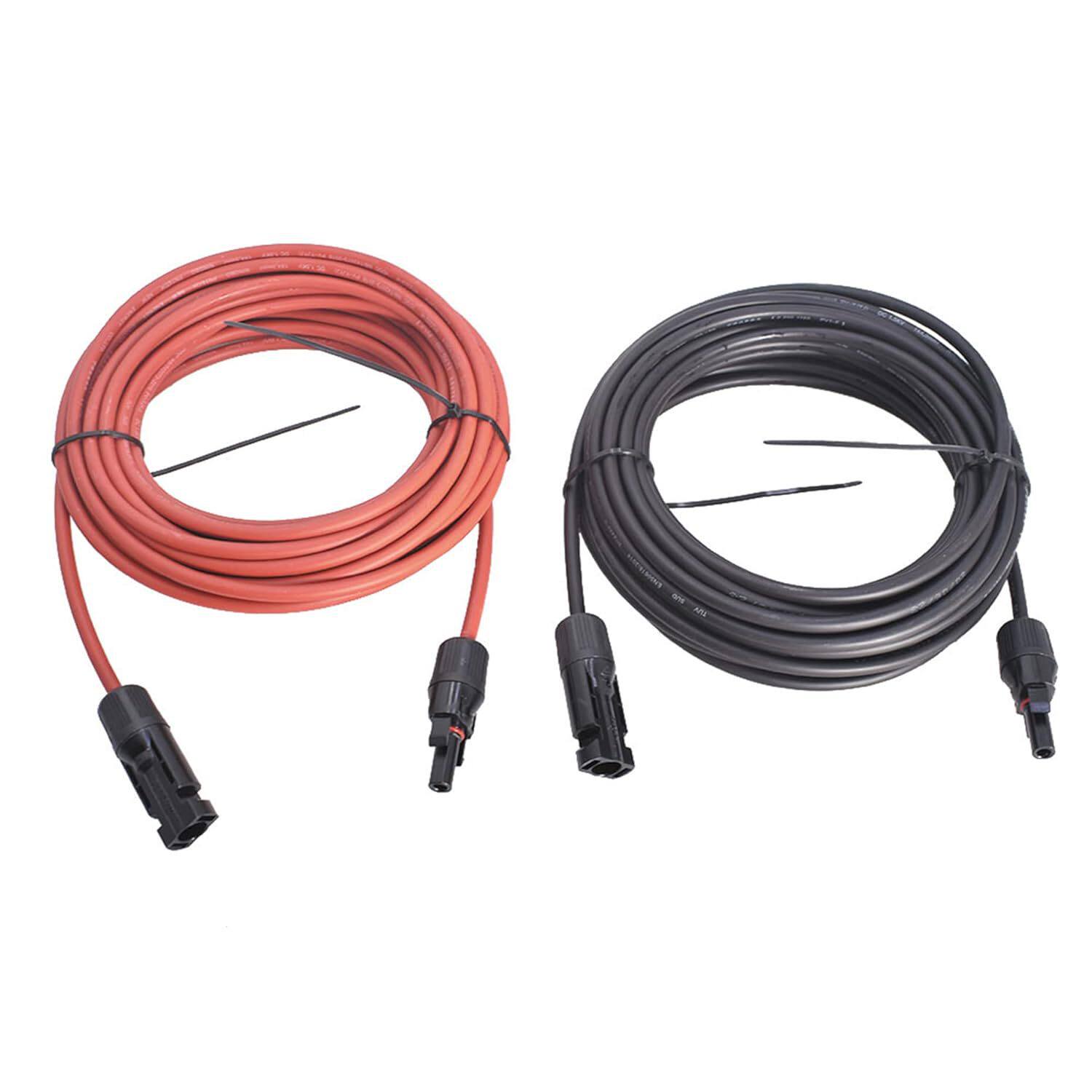 Kimllier 20FT 太阳能电池板延长线带公母接头黑色和红色 12AWG