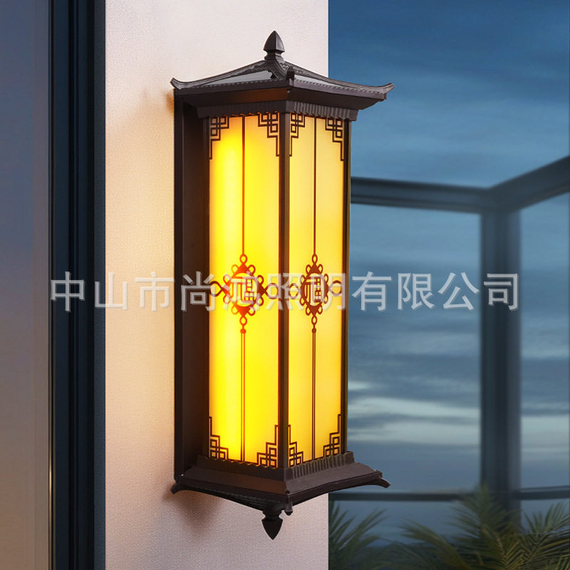 太阳能壁灯户外防水阳台走廊庭院灯别墅室外大门新中式门柱外墙灯