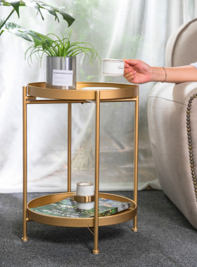 北欧铁艺小茶几客厅沙发边几卧室床头柜小圆桌摆件可移动小桌子