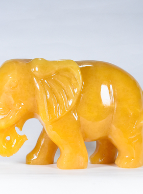 天然米黄玉大象摆饰吸水象招财象办公室家居客厅装饰店铺开业乔迁