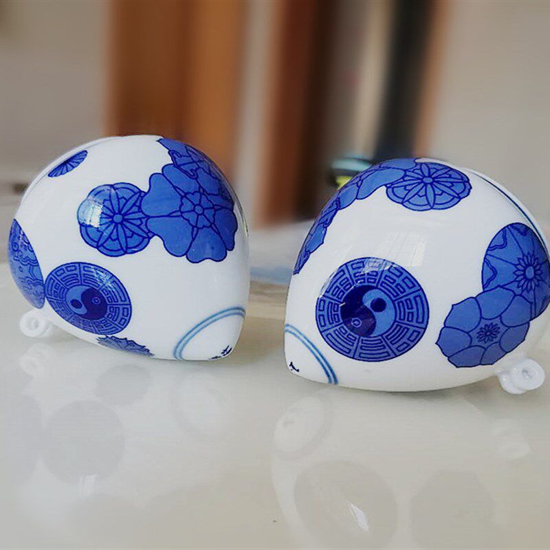 玉乐轩新品特惠 青花皮球花八宝纹画眉鸟食罐 鸟笼配件喂食器