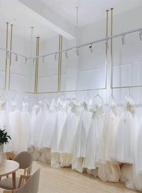 金色婚纱吊架影楼工作室礼服秀禾服陈列货架男女装店吊顶悬挂衣架