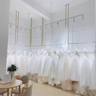 金色婚纱吊架影楼工作室礼服秀禾服陈列货架男女装店吊顶悬挂衣架