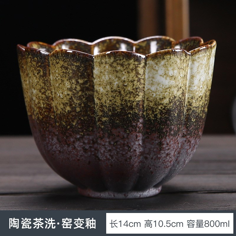 宋代窑变鎏金青釉莲花温酒碗宋代点茶执壶茶具配件瓜棱古风温酒碗