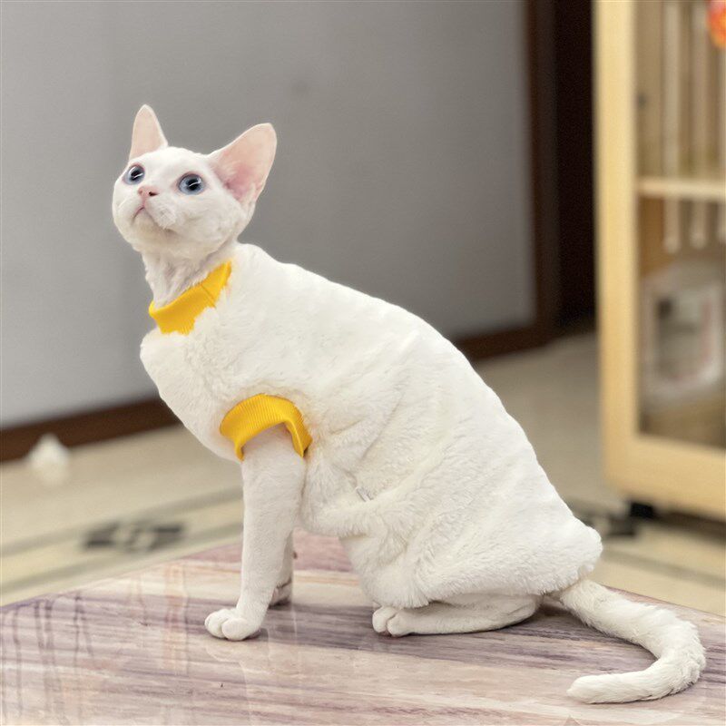 斯芬克斯无毛猫德文衣服仿貂毛皮草背心兔毛不掉毛柔软保暖加厚