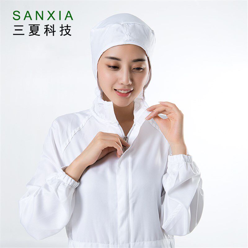 包邮定制食品厂生产加工车间工作服连体套装白色连帽男女通用工服