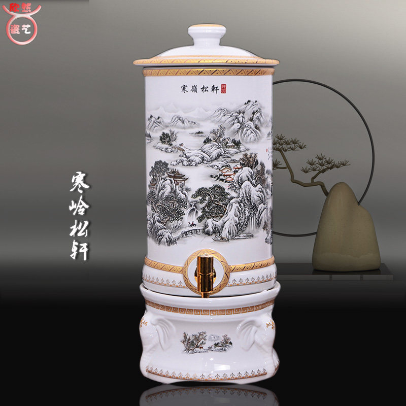 陶瓷净水器储水罐水缸 饮水机家用净水桶 泡茶带过滤芯桌面净水器