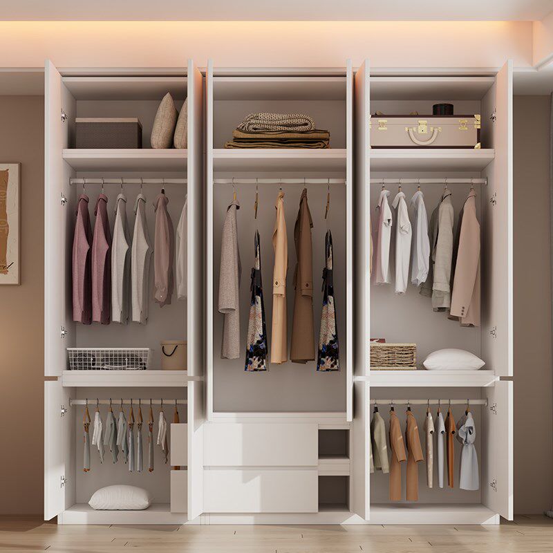 衣柜卧室家用enf级实木免拉手分段式大衣橱新款成品收纳儿童柜子
