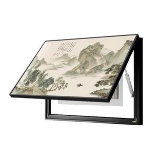 网红新电中式水客墨山水的厅遮画表箱装饰配电箱挂画电源开关遮挡