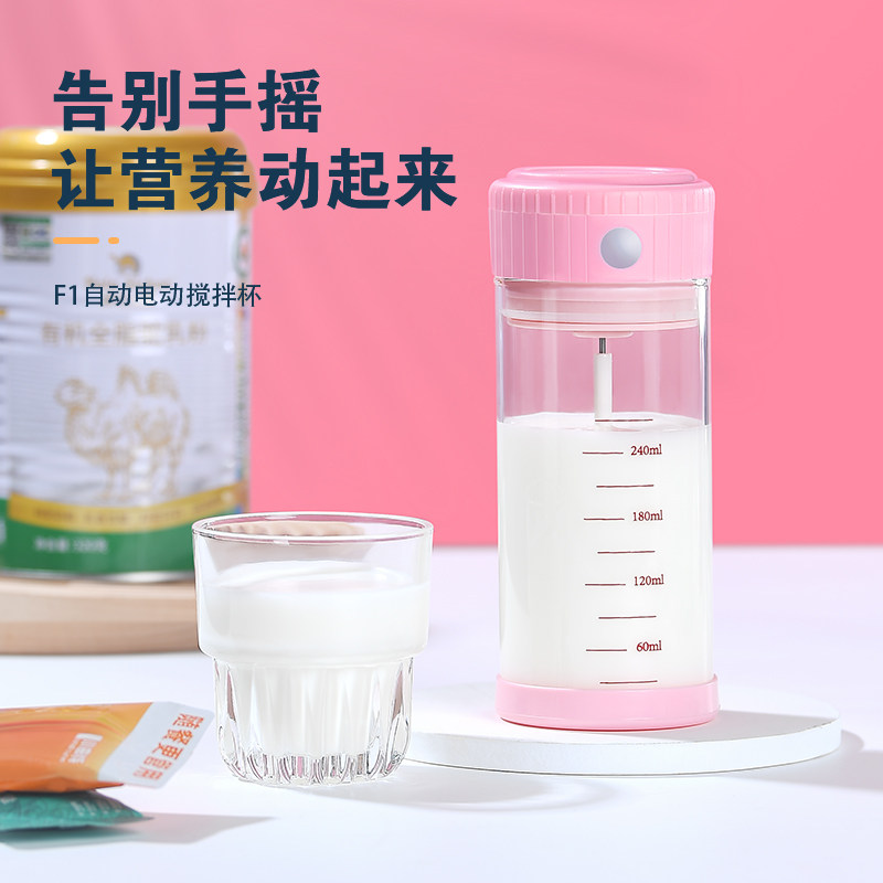 电动搅拌杯网红家用可爱水杯刻度五谷奶粉奶昔蛋白粉耐热玻璃杯子