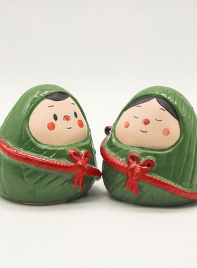 创意粽子车载摆件桌面情侣礼物纪念一对陶瓷可爱端午节礼盒装定制