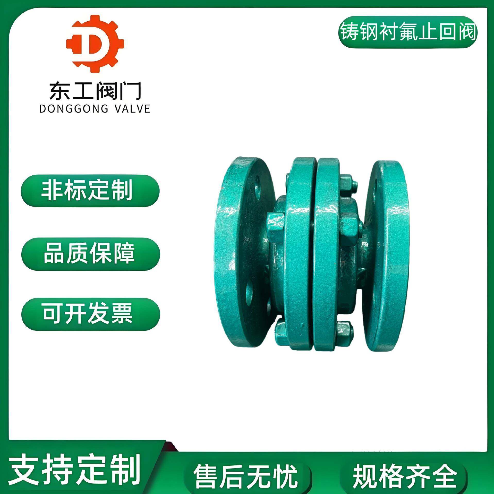 铸钢衬四氟止回阀H42F46-16C衬氟碳钢逆止阀立式单向阀管道阀门50
