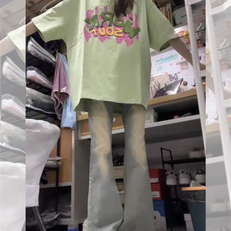 2024中大童装喇叭牛仔裤新款学生儿童微喇弹力显瘦显高裤子女童
