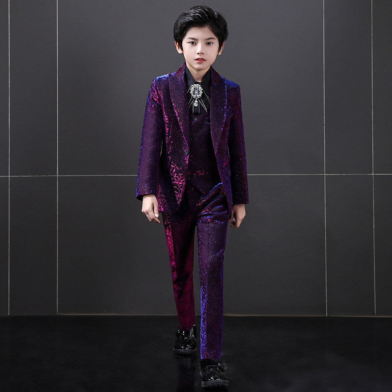 儿童西装套装三件套男童朗诵表演小主持人礼服模特走秀钢琴演出服