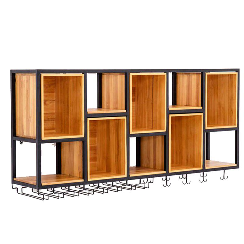 铁艺实木红酒架壁挂置物架创意酒吧台墙上酒柜餐厅装饰悬挂酒杯架