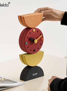 满得达家居创意时钟摆件客厅玄关入户摆放式钟表桌面艺术装饰品