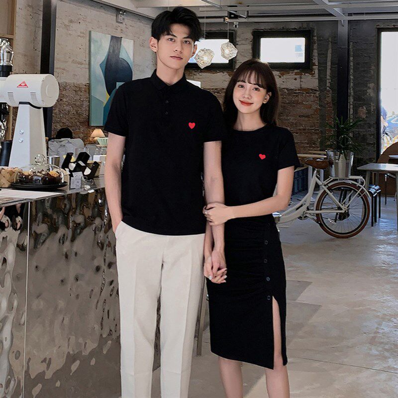 roora不一样的情侣装夏装男衣女裙夏季短袖t恤显瘦裙子网红连衣裙